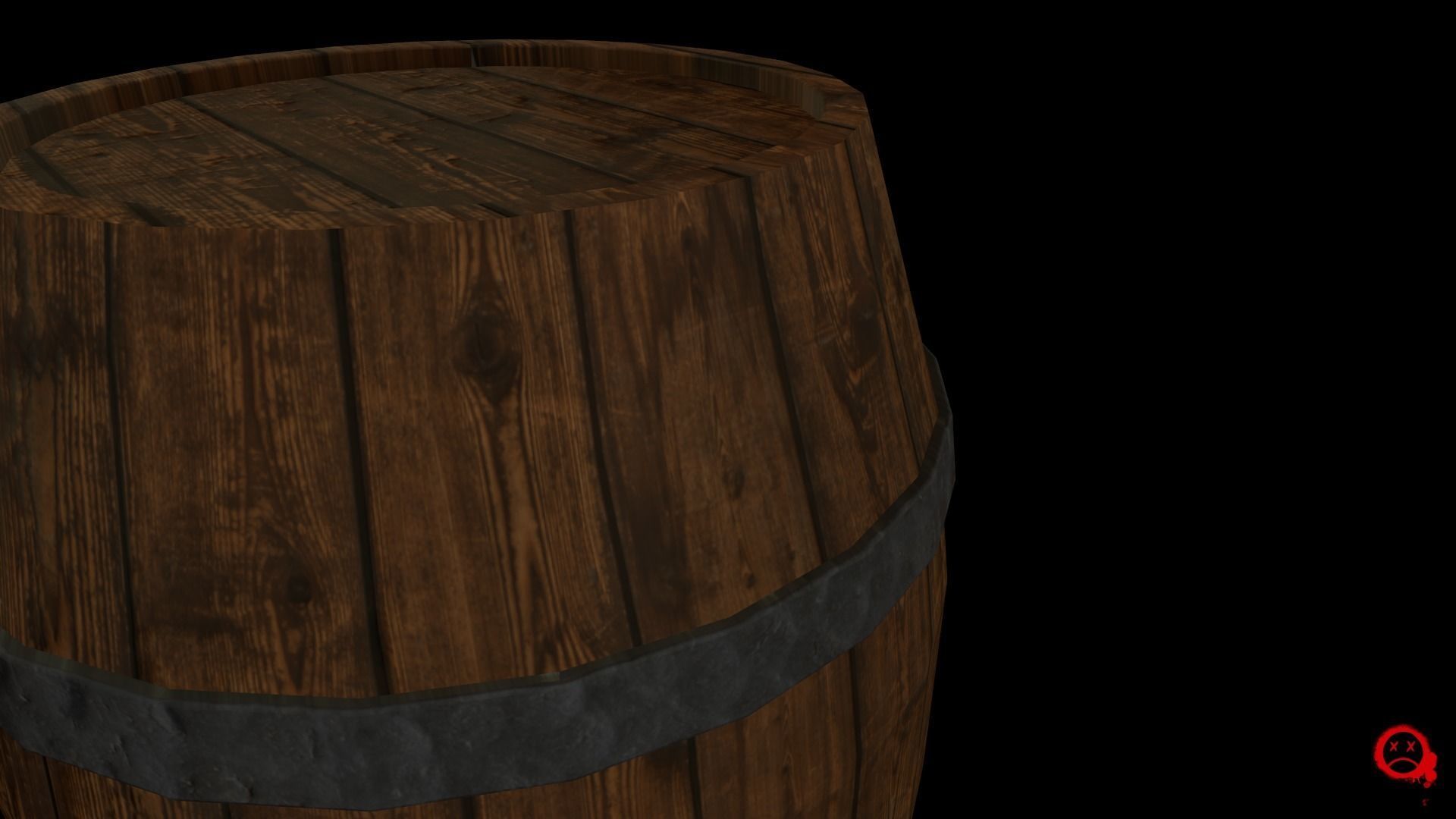 Old Wooden Barrel Low-poly 3D model_5