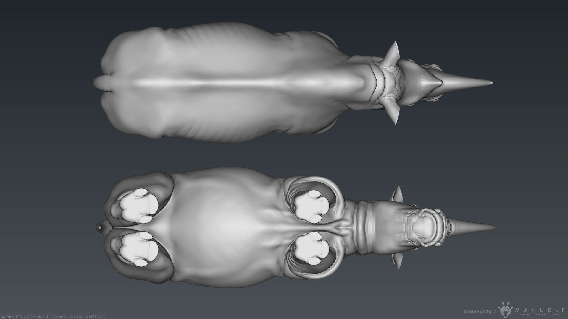 White Rhinoceros - Highpoly Sculpture 3D model_7