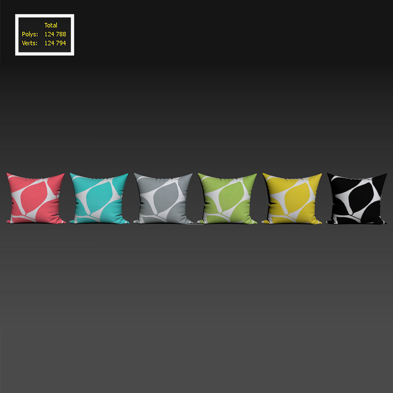Decorative pillows  set 072 3D model_2