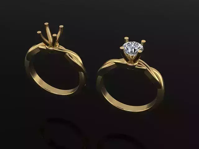 Antique Dainty Twist Round Diamond Engagement Ring