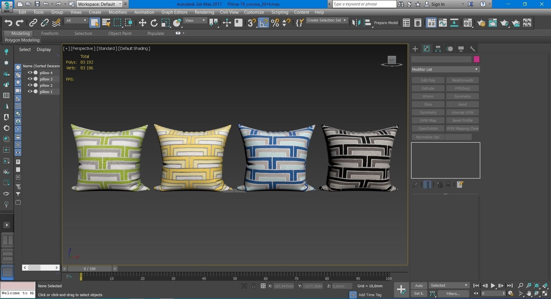 Decorative pillows  set 079 3D model_2