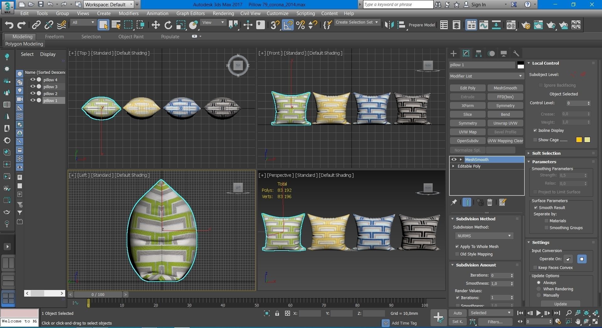 Decorative pillows  set 079 3D model_1