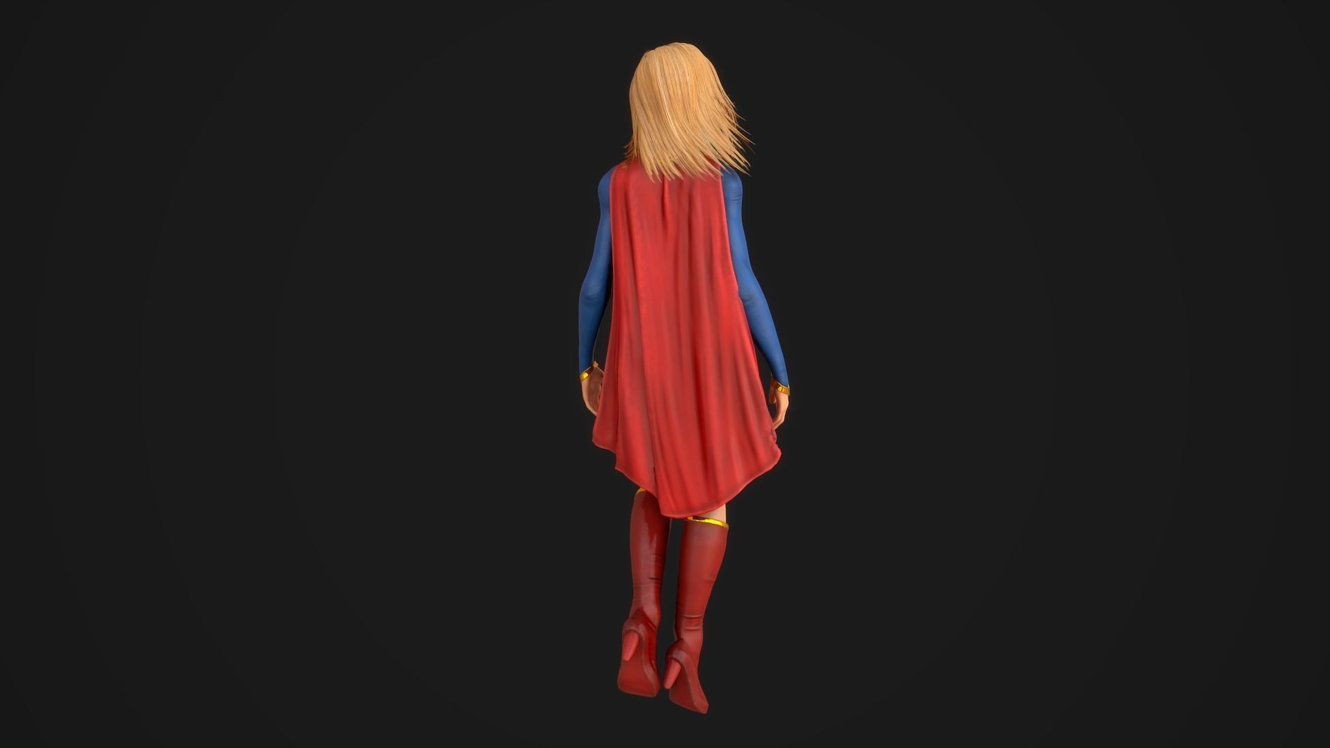Supergirl Low-poly 3D model_3
