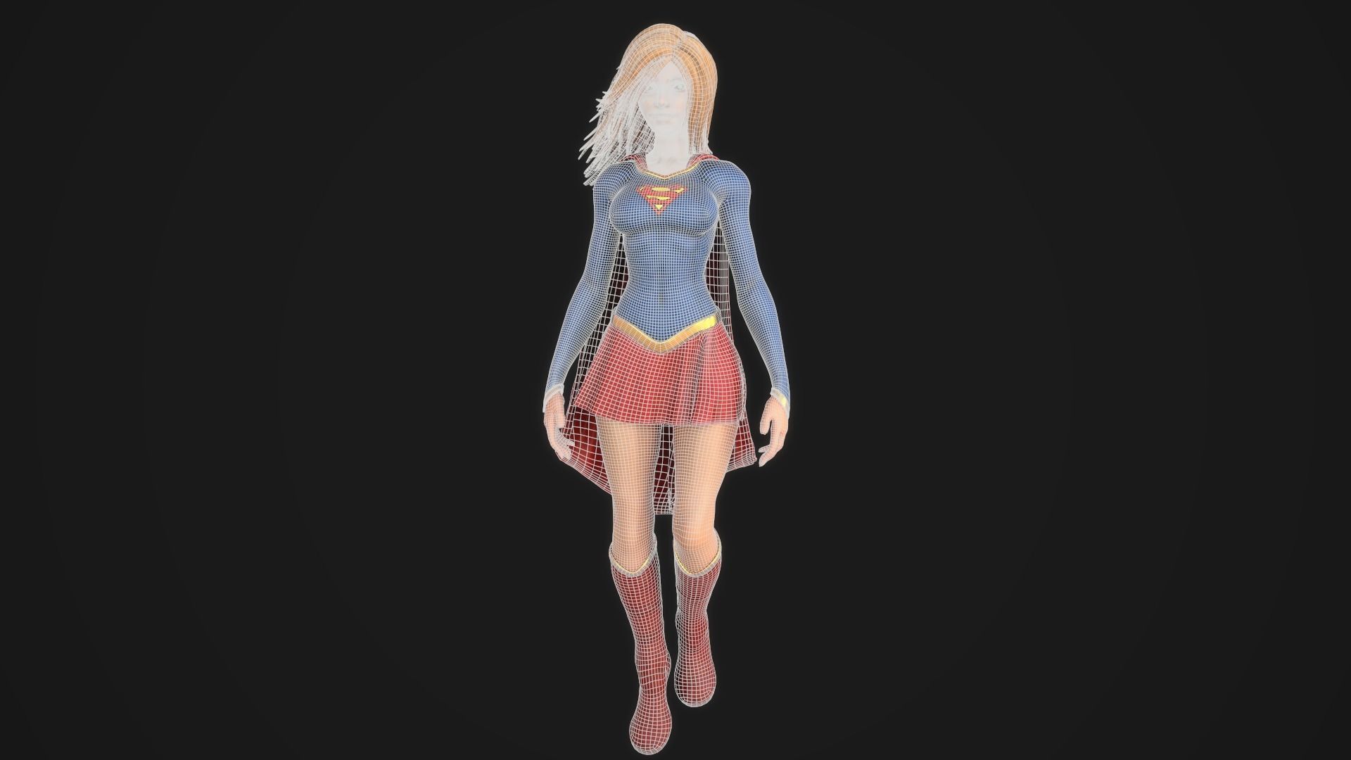 Supergirl Low-poly 3D model_5