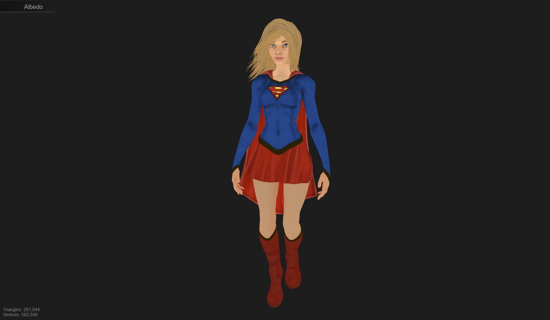 Supergirl Low-poly 3D model_7