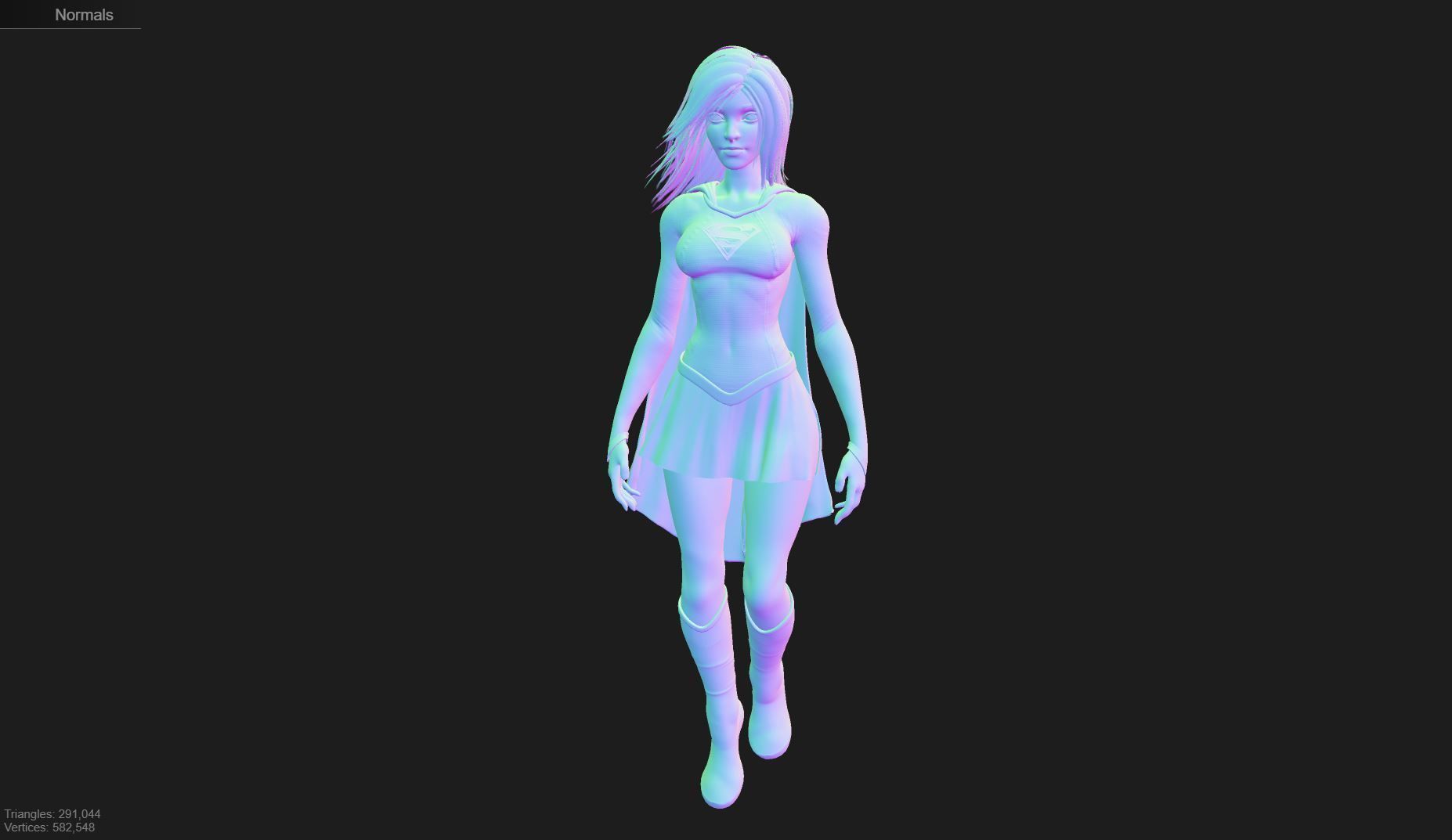 Supergirl Low-poly 3D model_6