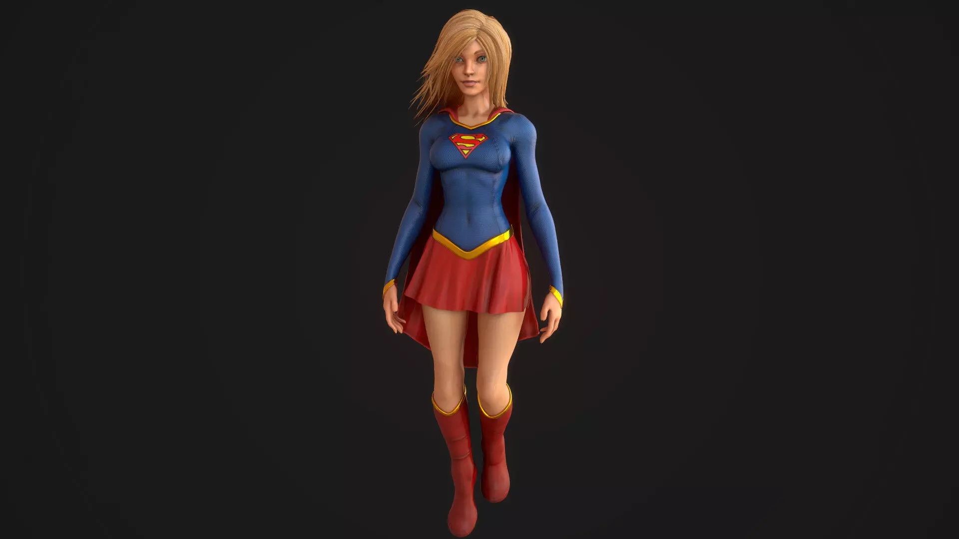 Supergirl Low-poly 3D model_0
