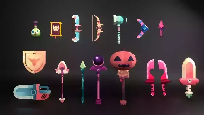 Assets Weapon Lowpoly Game Mobile
