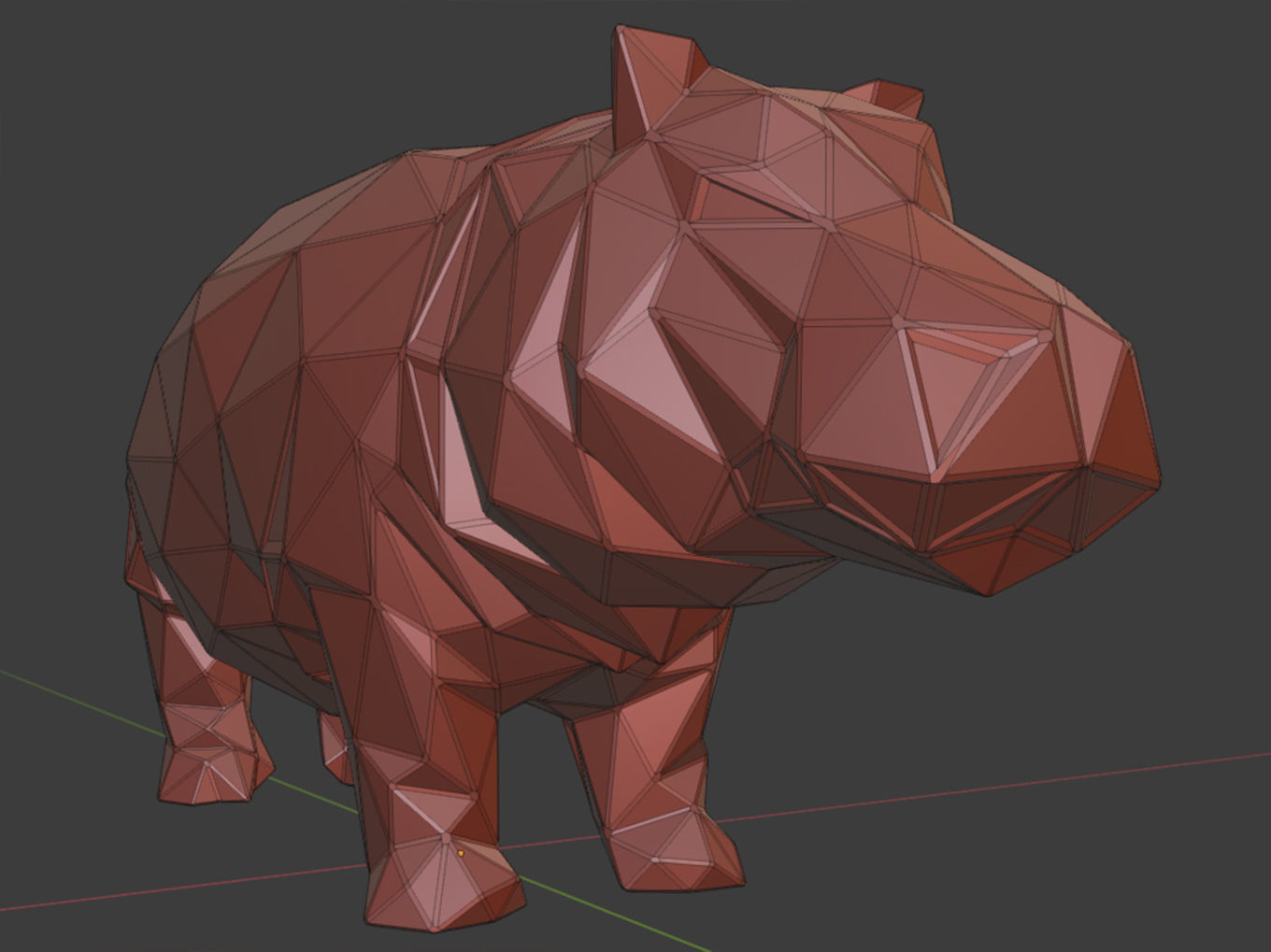 Polygonal Hippo Parametric 3D print model_10