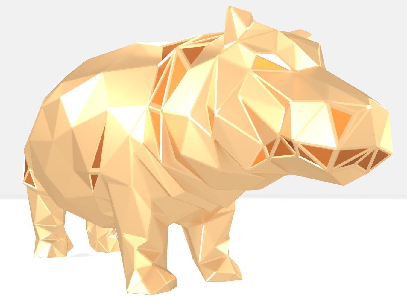 Polygonal Hippo Parametric 3D print model_6