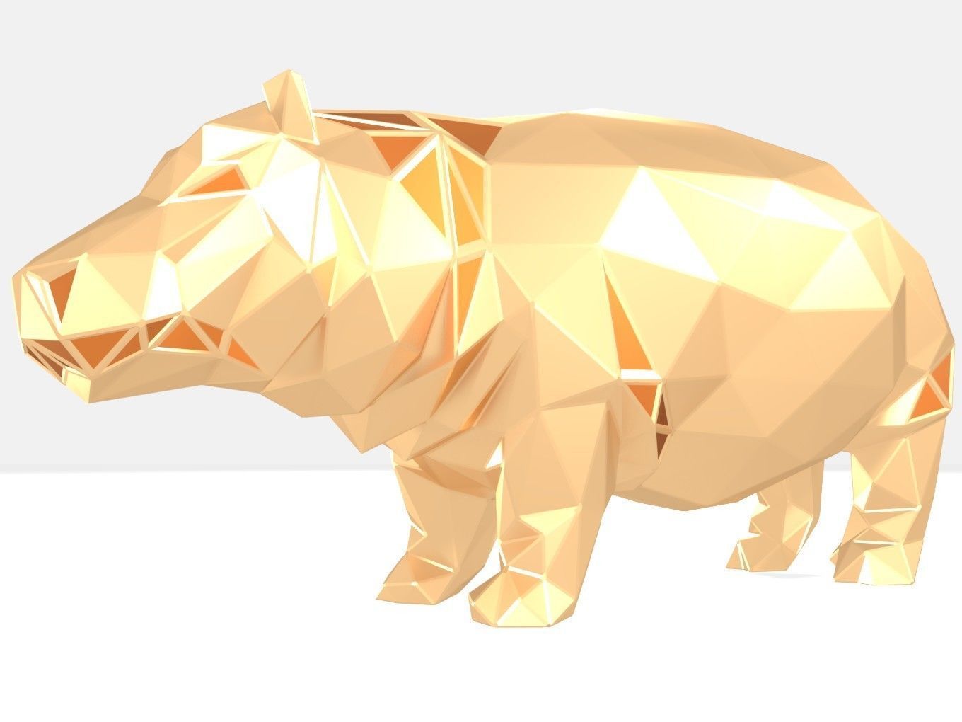 Polygonal Hippo Parametric 3D print model_3