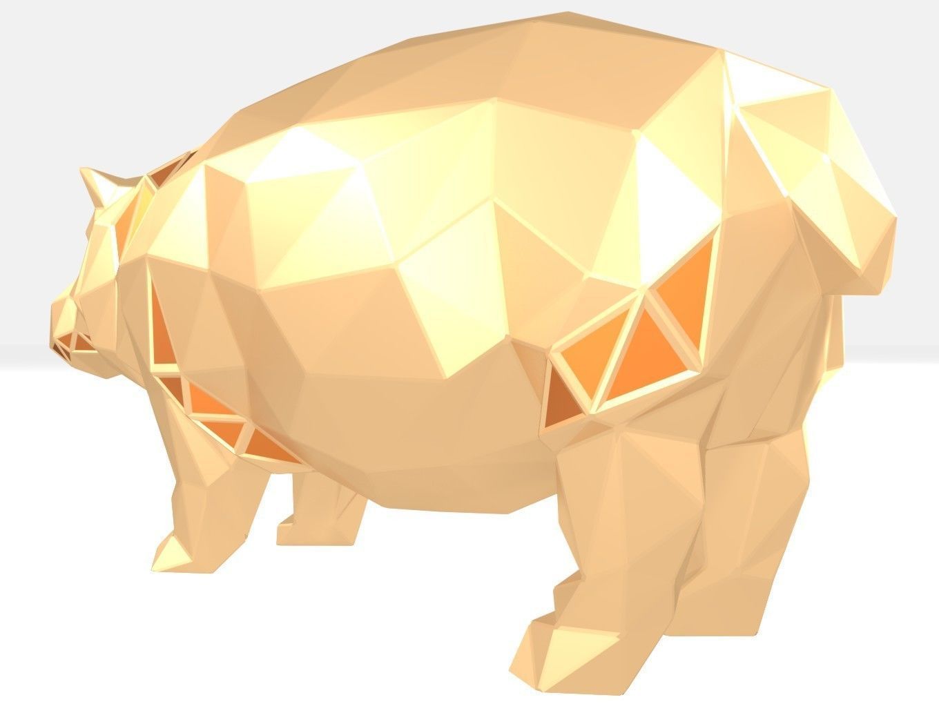 Polygonal Hippo Parametric 3D print model_4