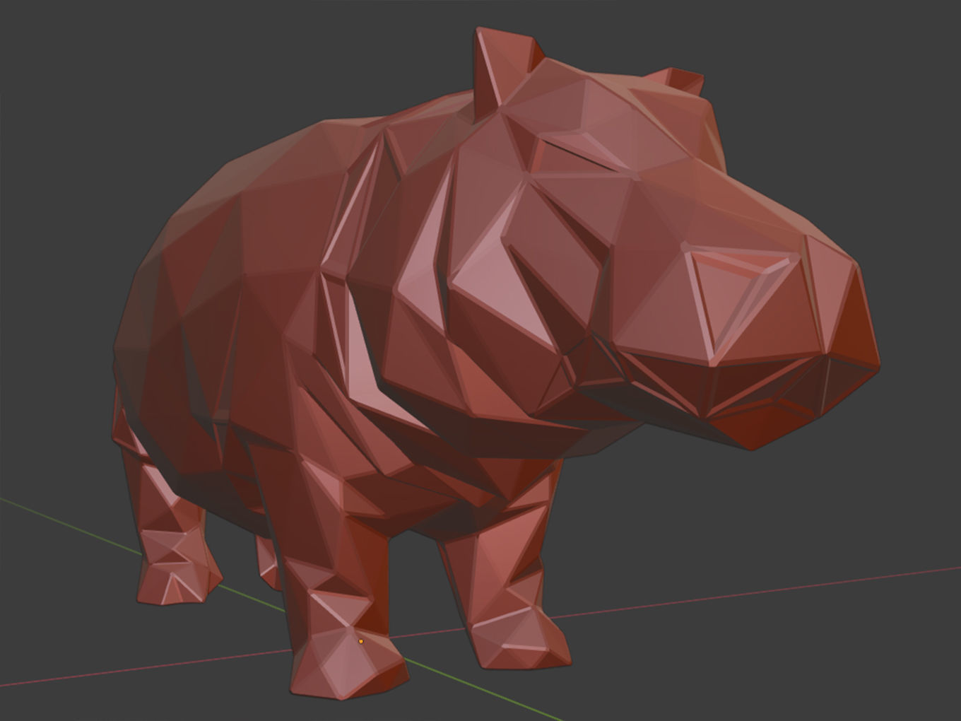 Polygonal Hippo Parametric 3D print model_9