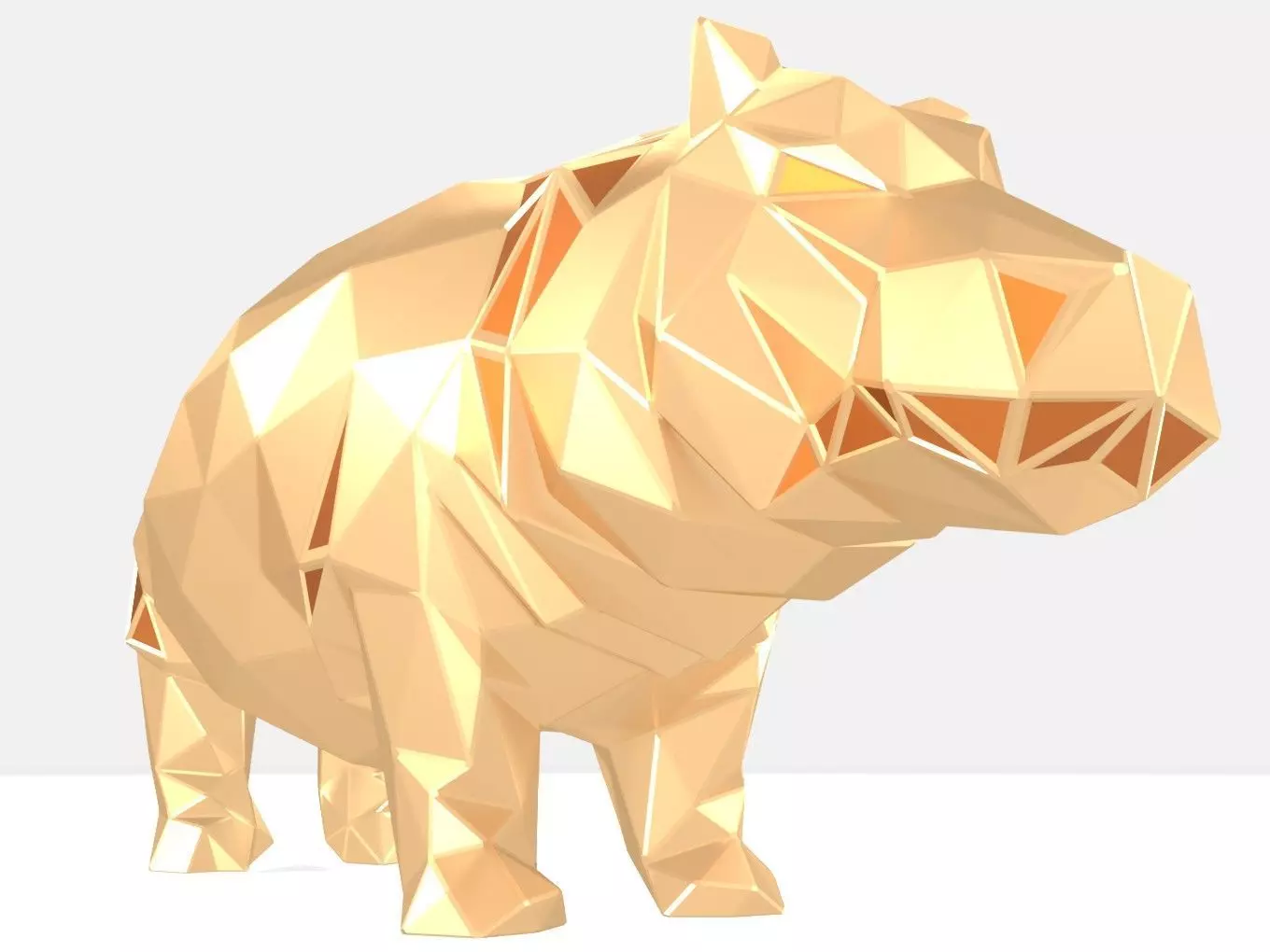 Polygonal Hippo Parametric 3D print model_0