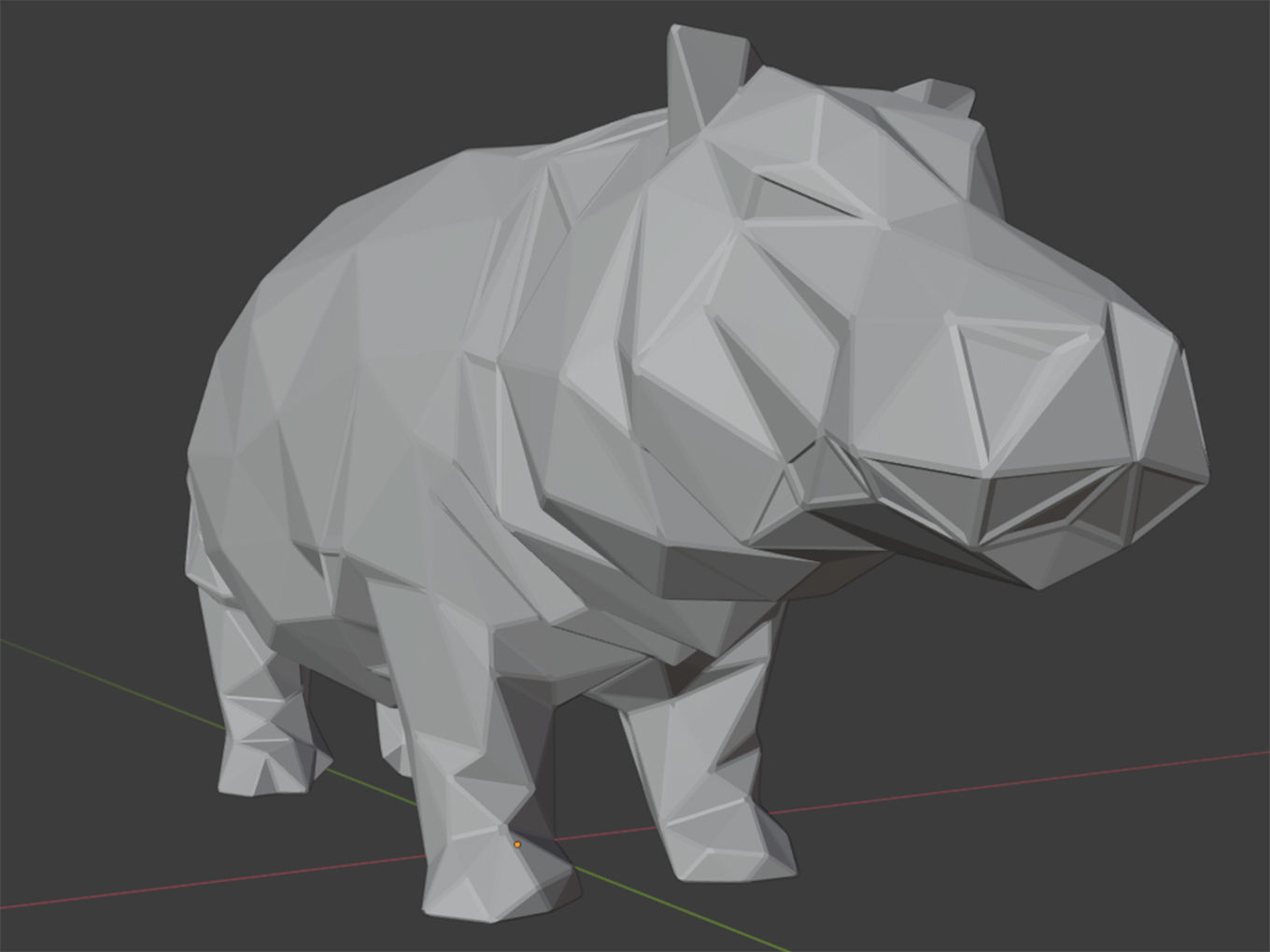 Polygonal Hippo Parametric 3D print model_7