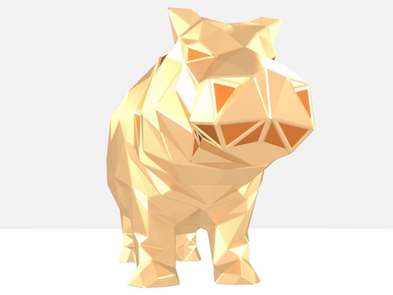 Polygonal Hippo Parametric 3D print model_1