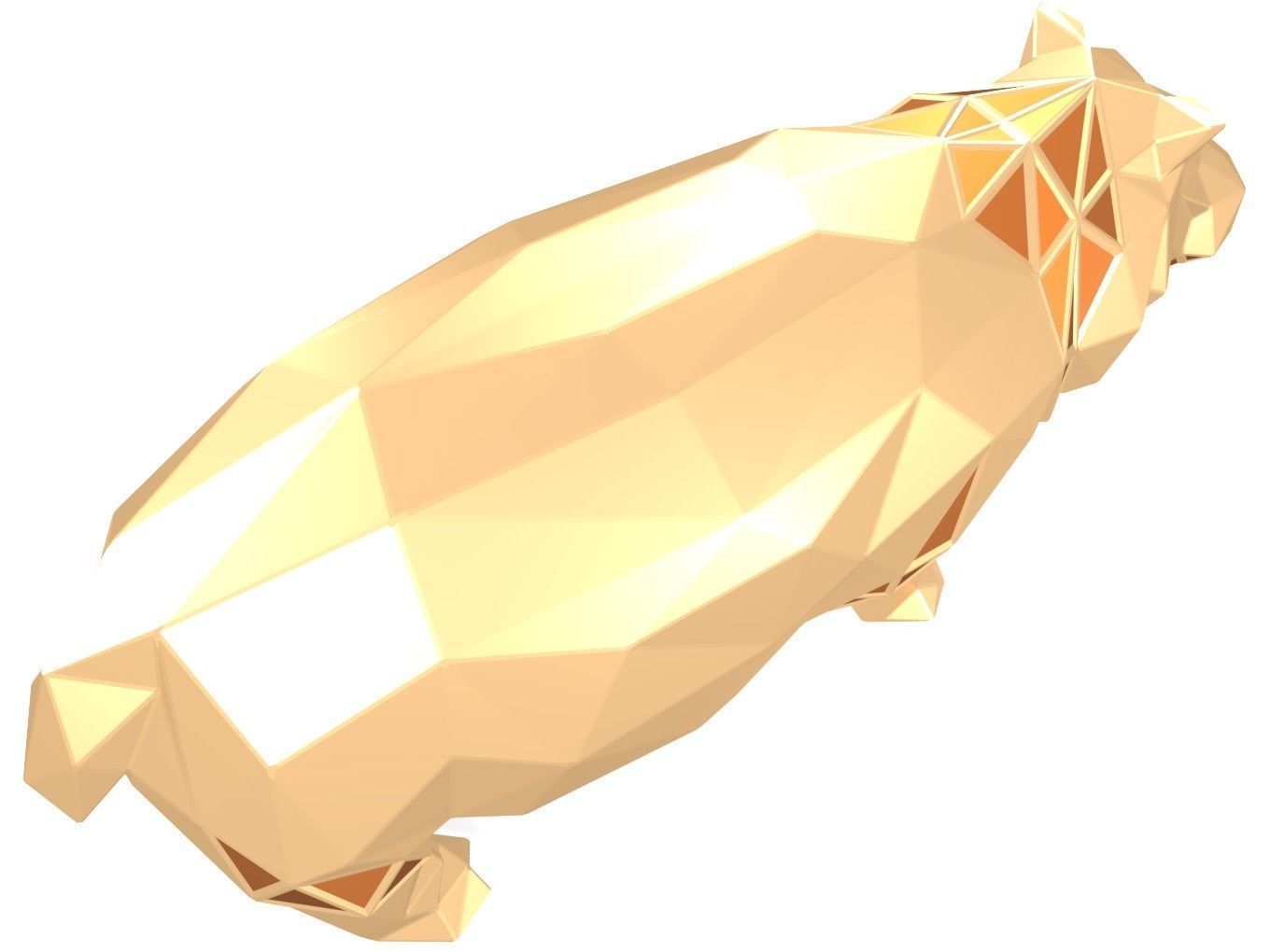 Polygonal Hippo Parametric 3D print model_5