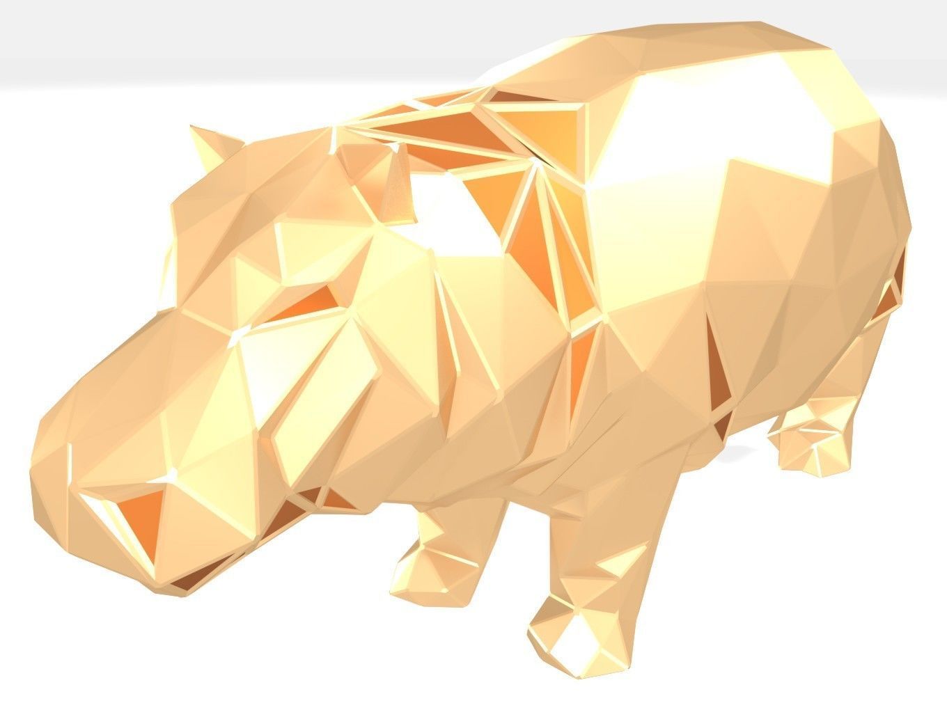 Polygonal Hippo Parametric 3D print model_2