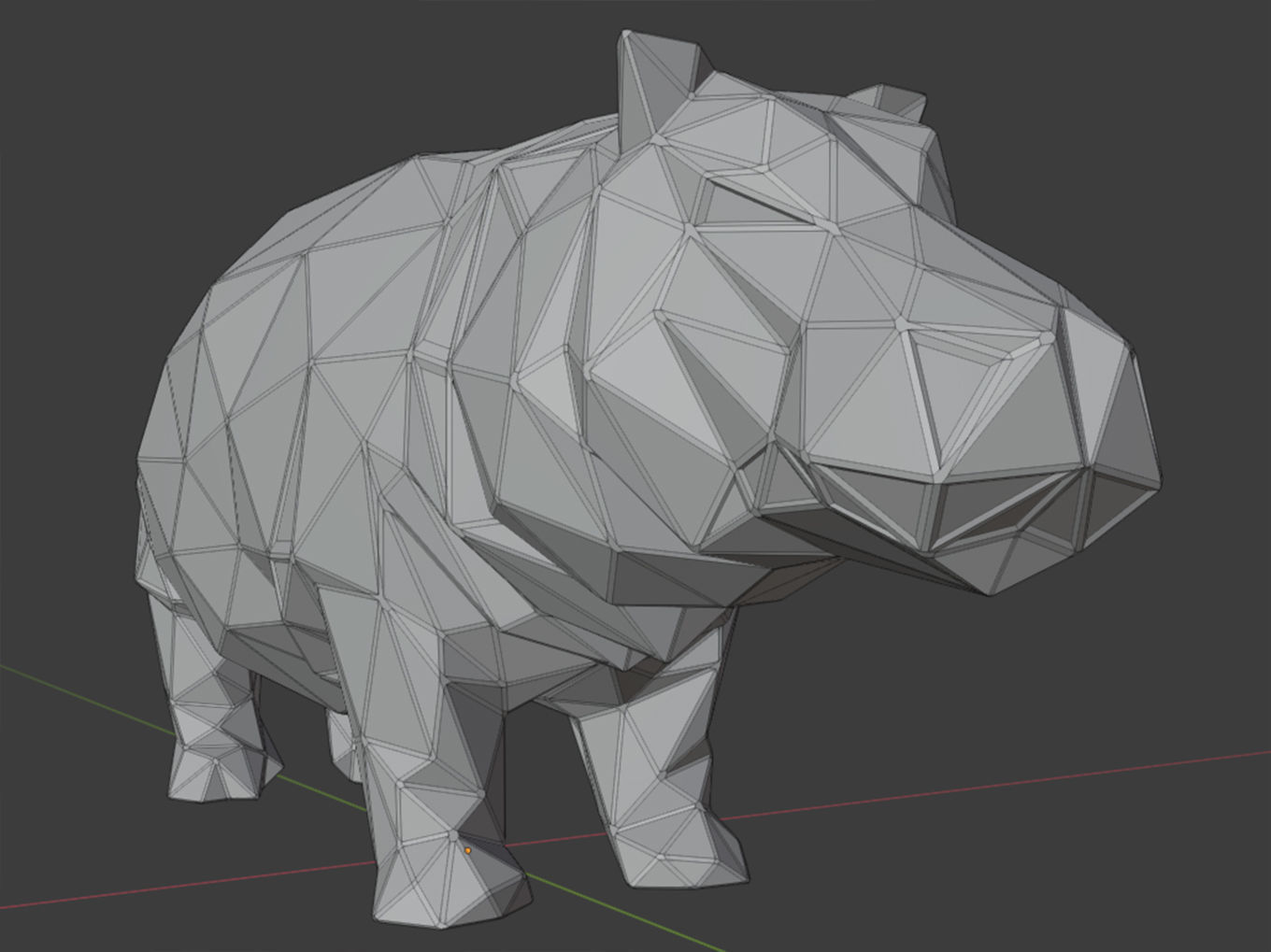 Polygonal Hippo Parametric 3D print model_8