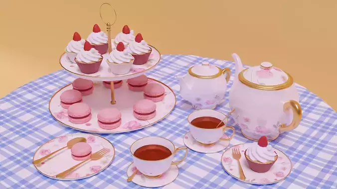 Set tea Party 3D model