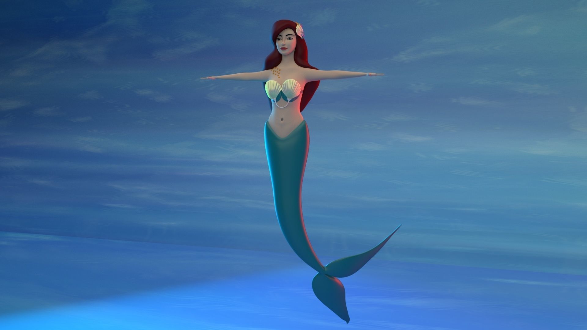 Mermaid 3d model little 3D model_3