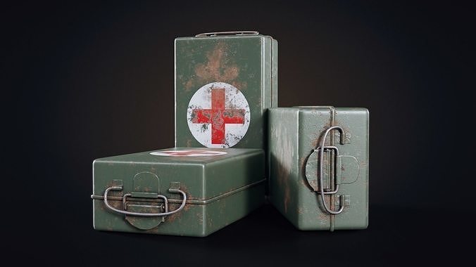 Old med kit Low-poly 3D model