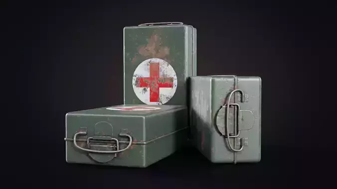 Old med kit Low-poly 3D model
