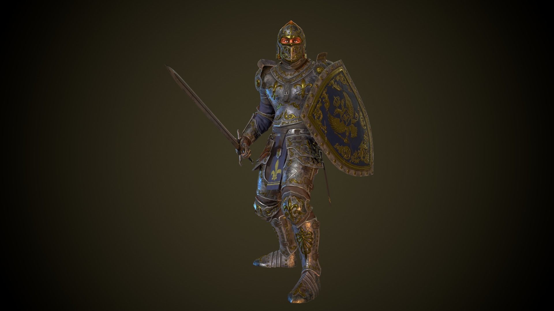Knight in armor Low-poly 3D model_17