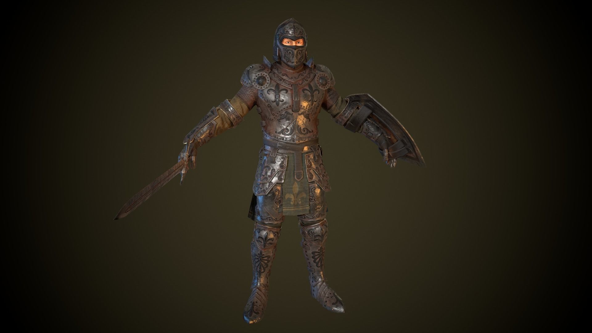 Knight in armor Low-poly 3D model_13