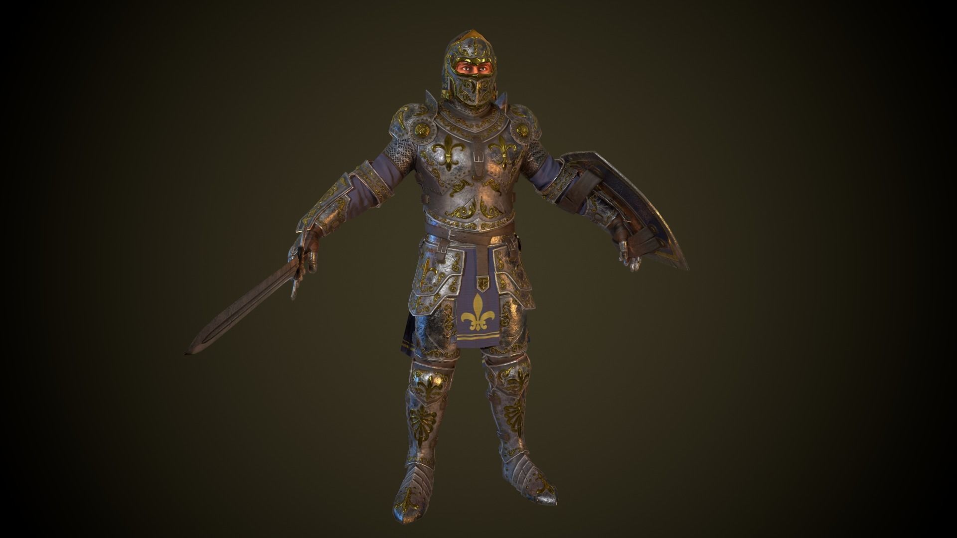 Knight in armor Low-poly 3D model_7