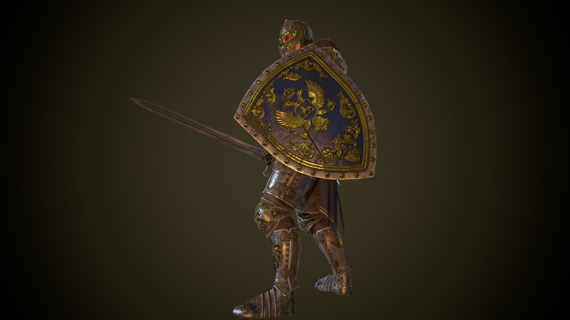 Knight in armor Low-poly 3D model_18