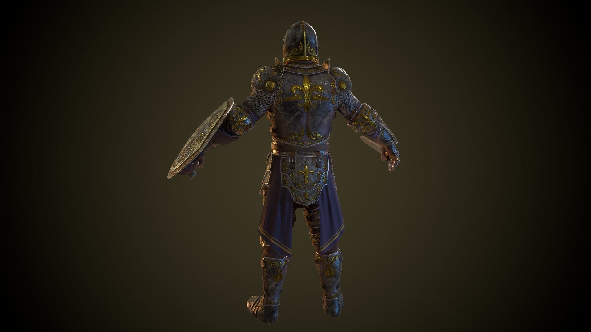 Knight in armor Low-poly 3D model_9
