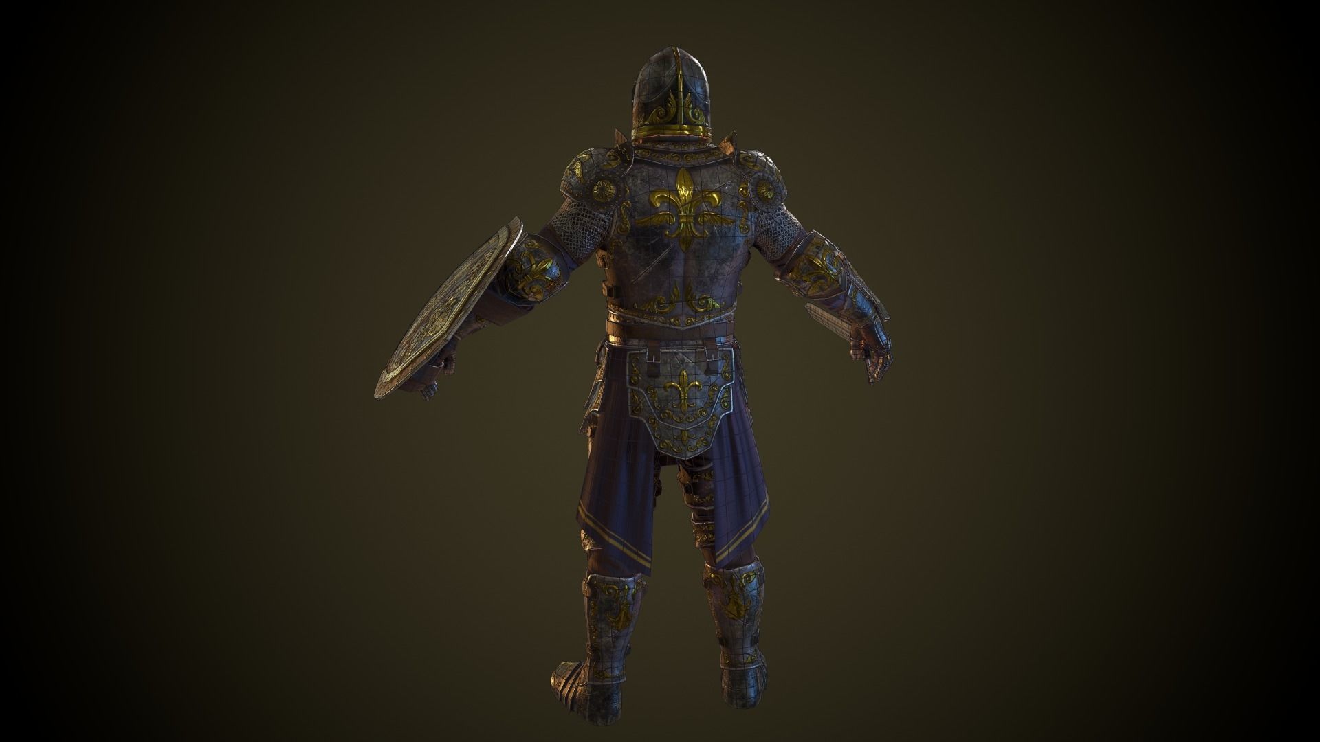 Knight in armor Low-poly 3D model_10