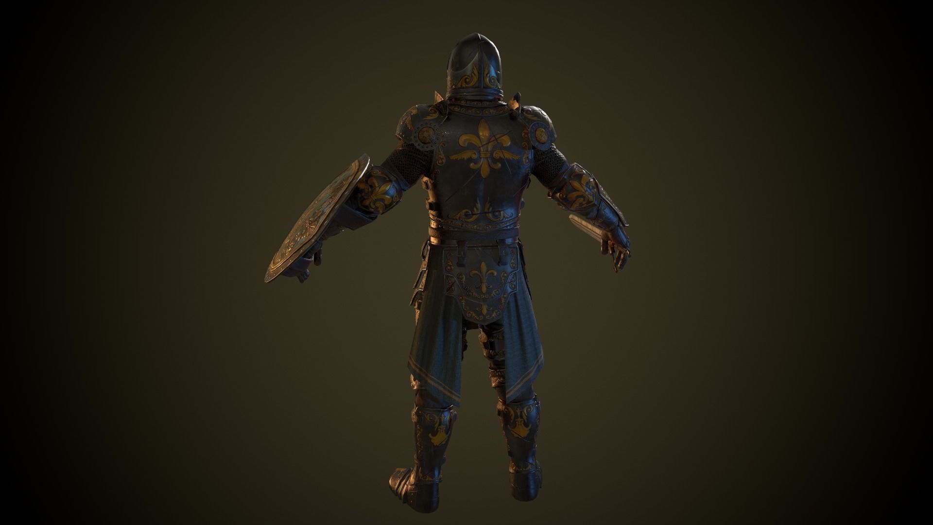 Knight in armor Low-poly 3D model_16