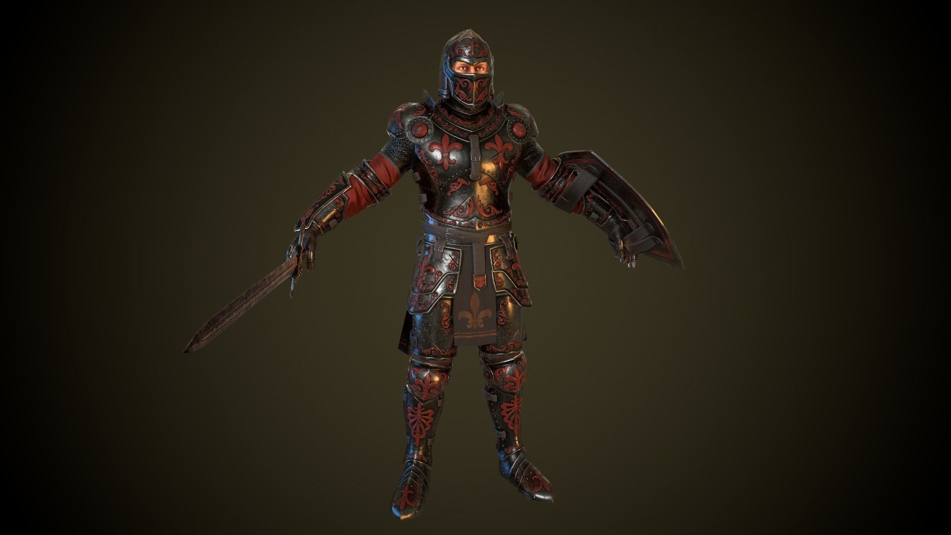 Knight in armor Low-poly 3D model_11