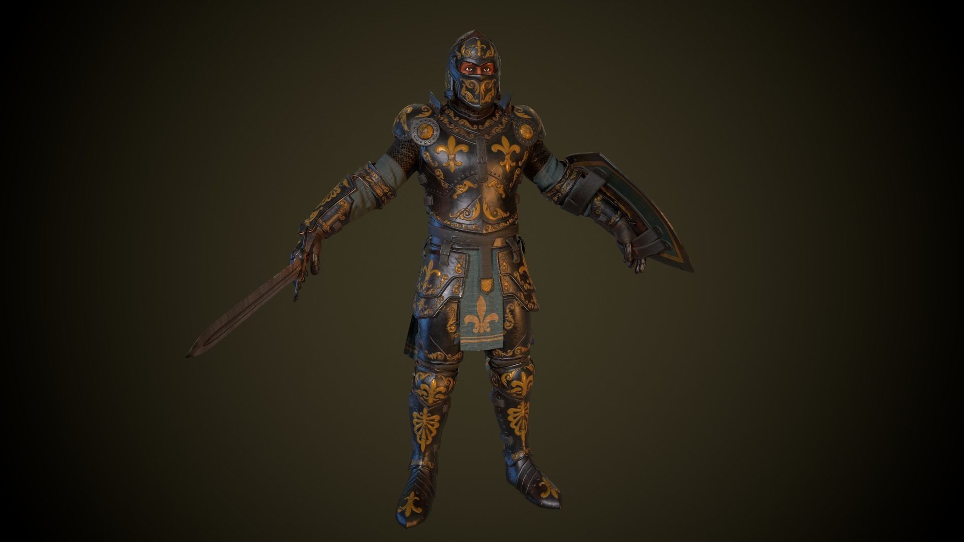 Knight in armor Low-poly 3D model_15