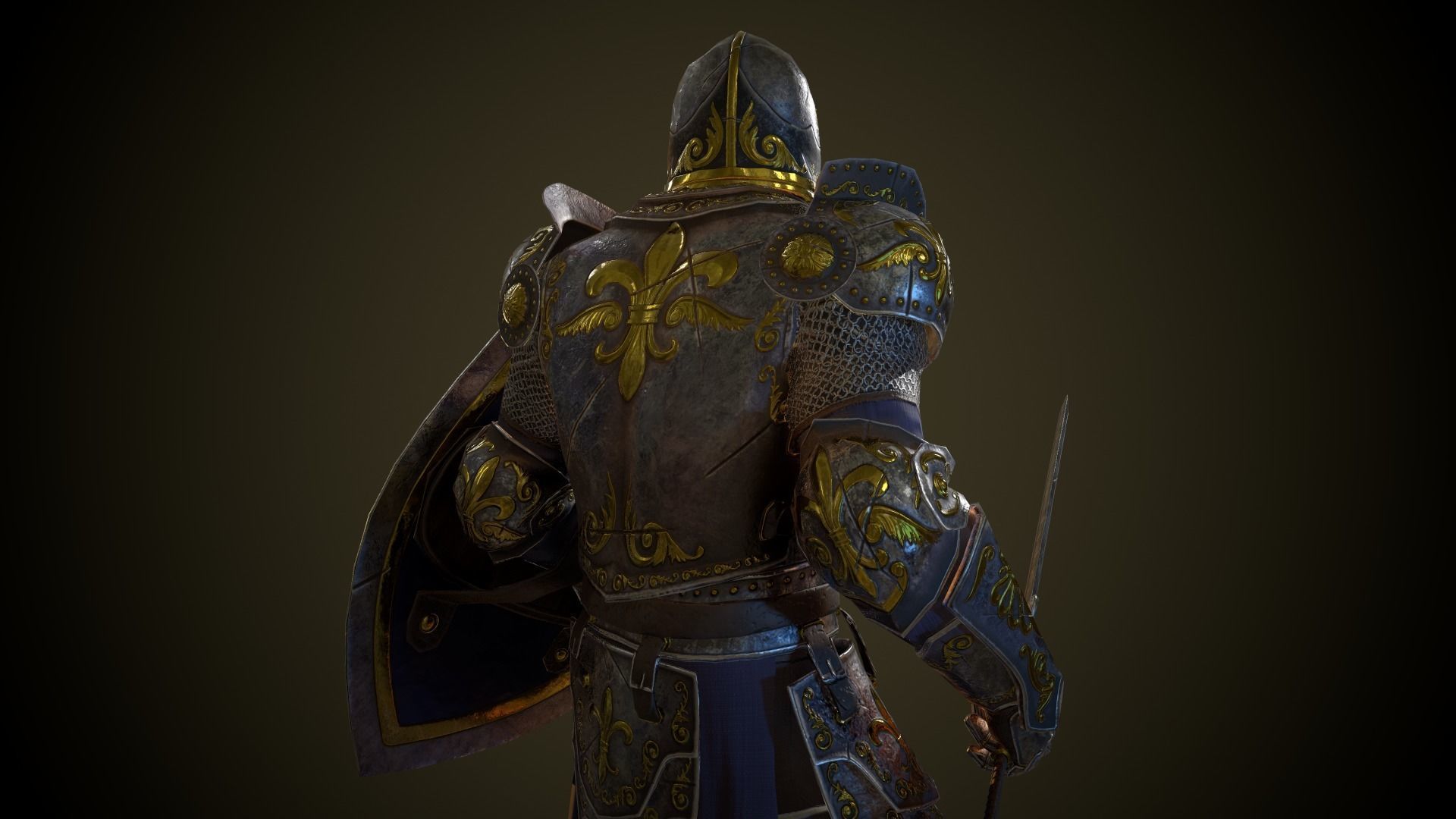 Knight in armor Low-poly 3D model_19