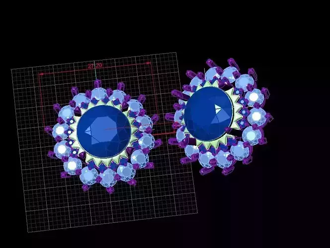 earring 3d pair of earrings with crystals