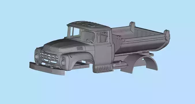 Fewer  parts Cab  TRUCK ZIL 130 STL printable bodies car 3D print model