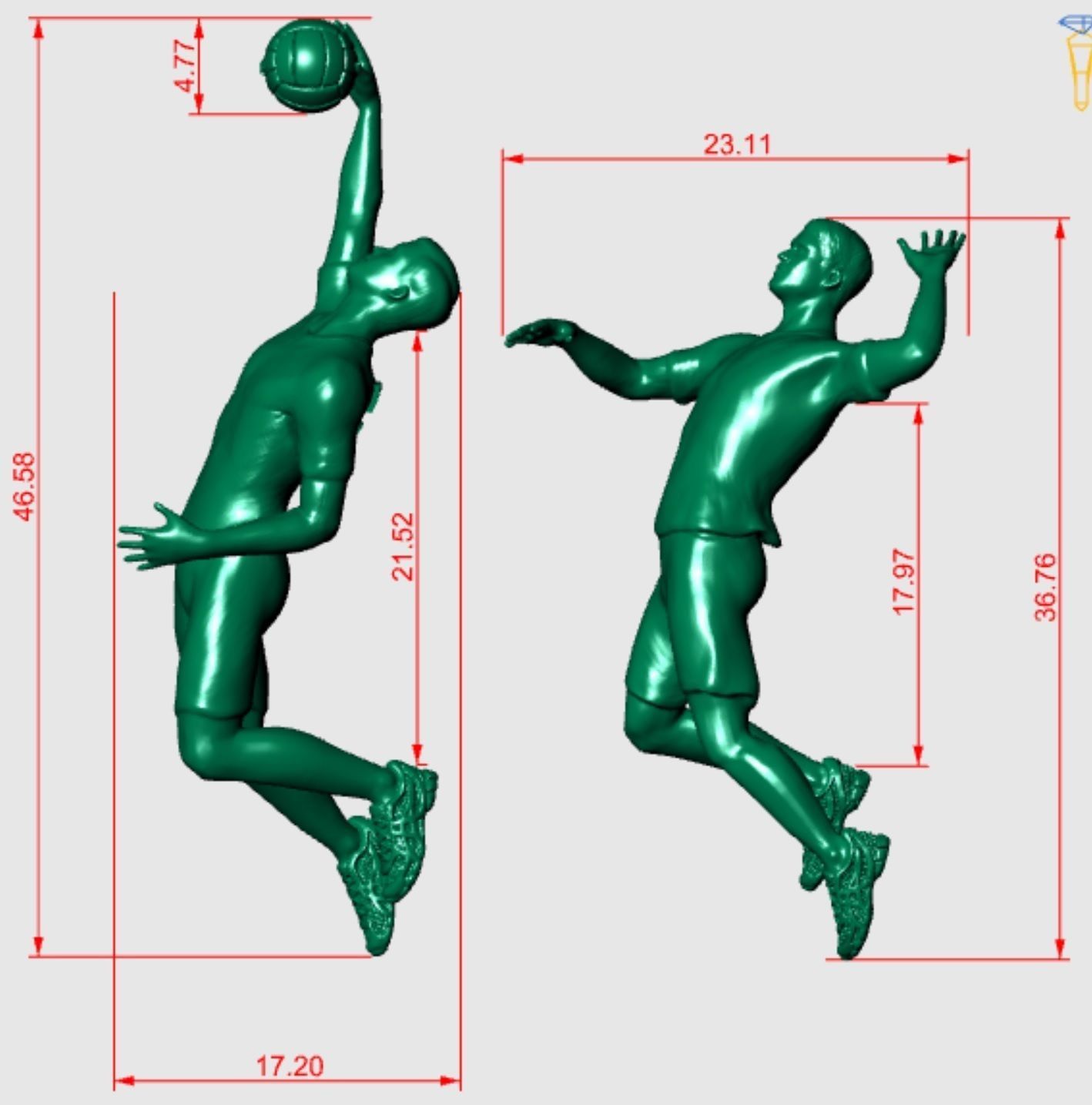Volleyball player 3D print model_4