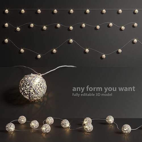 Editable Garland Lights Set 3 3D model