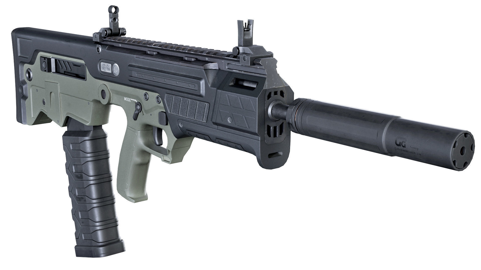 Customizable assault rifle Low-poly 3D model_8