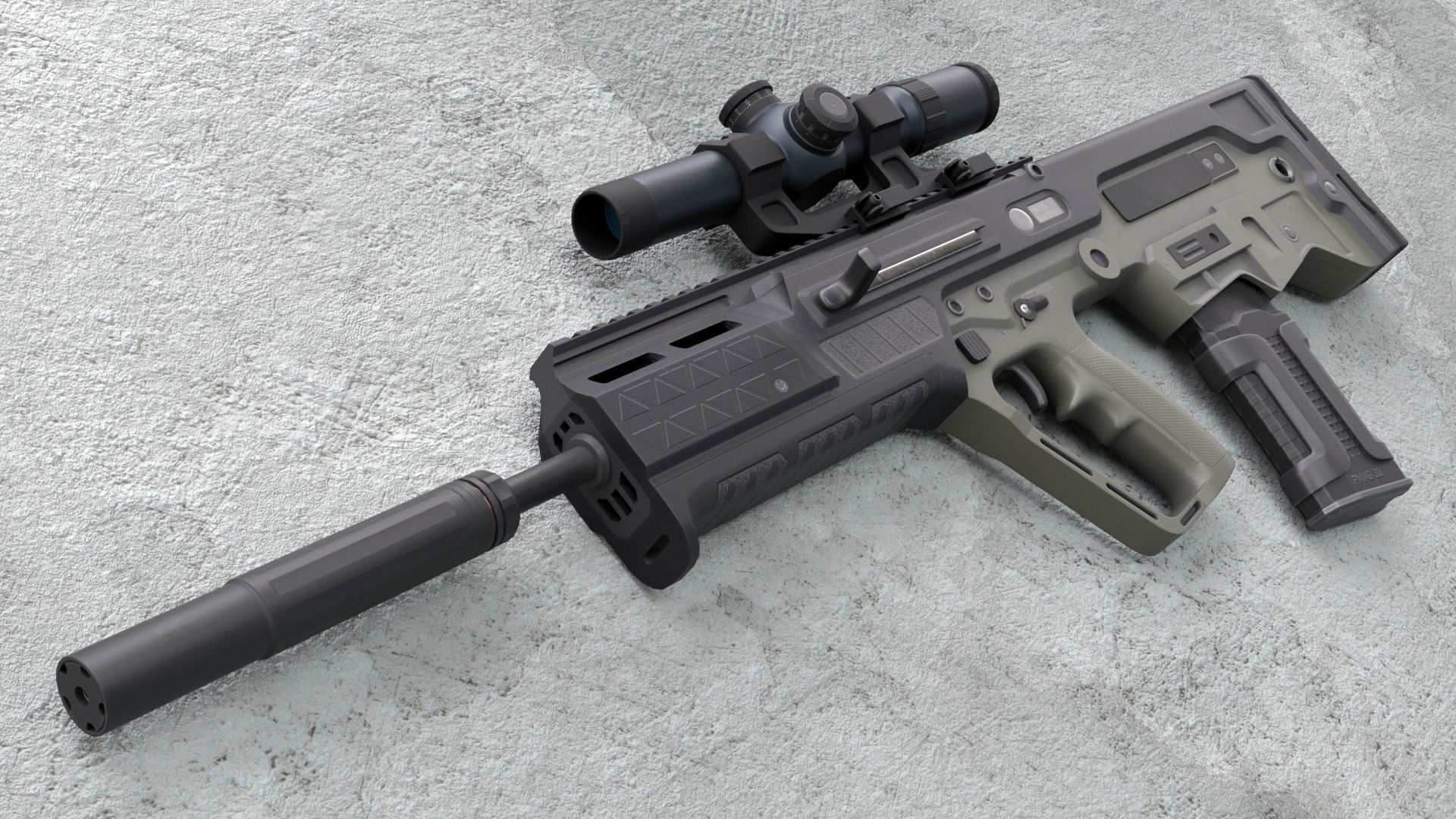 Customizable assault rifle Low-poly 3D model_2
