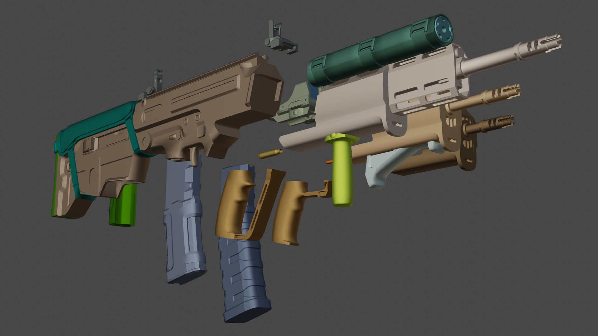 Customizable assault rifle Low-poly 3D model_19