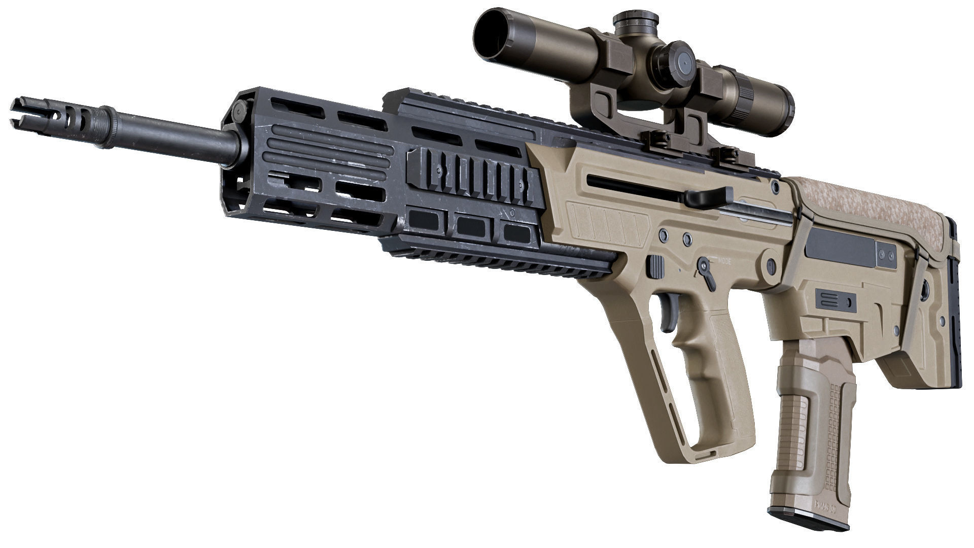 Customizable assault rifle Low-poly 3D model_14