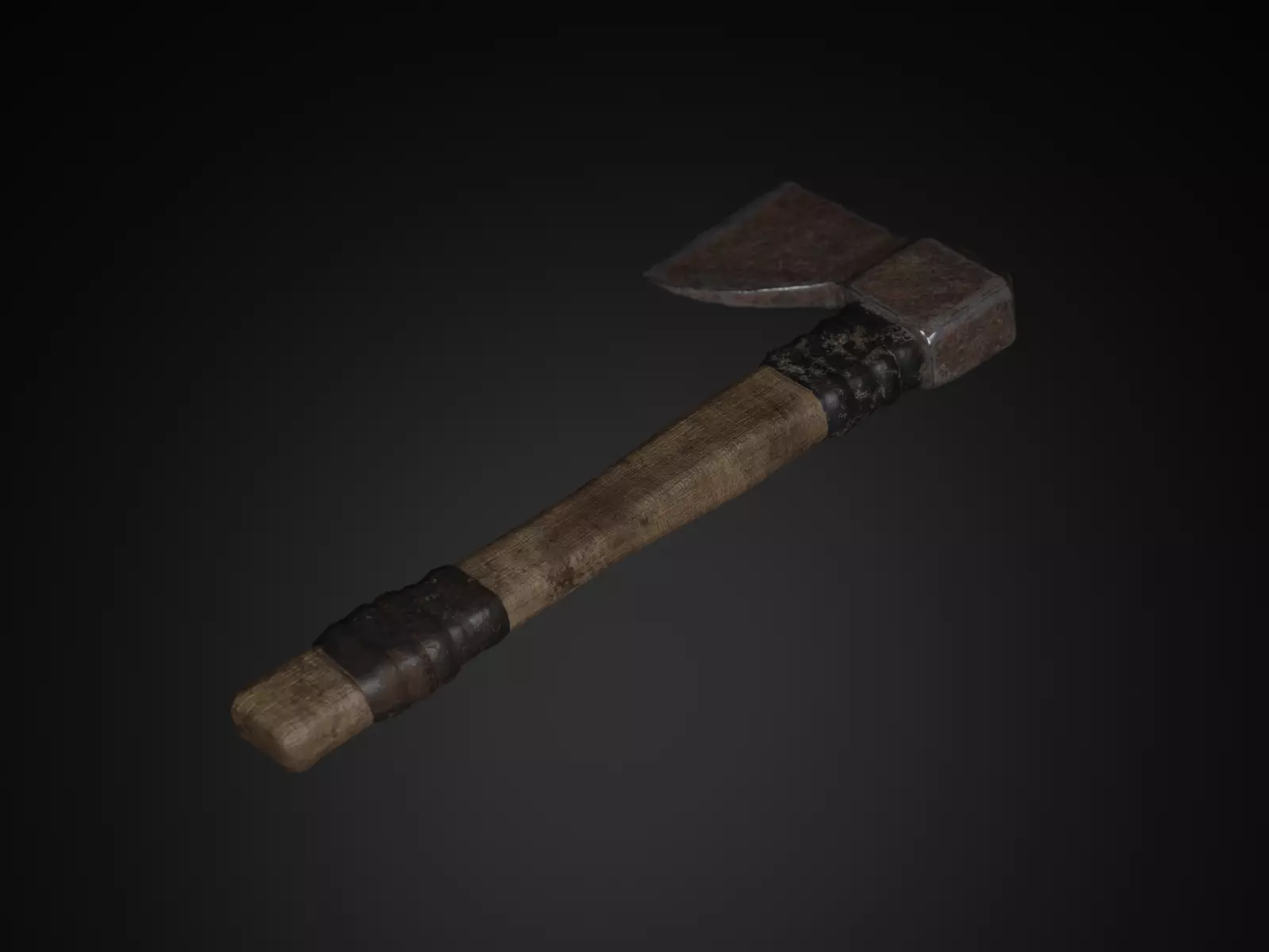 Old wooden axe Low-poly 3D model_0