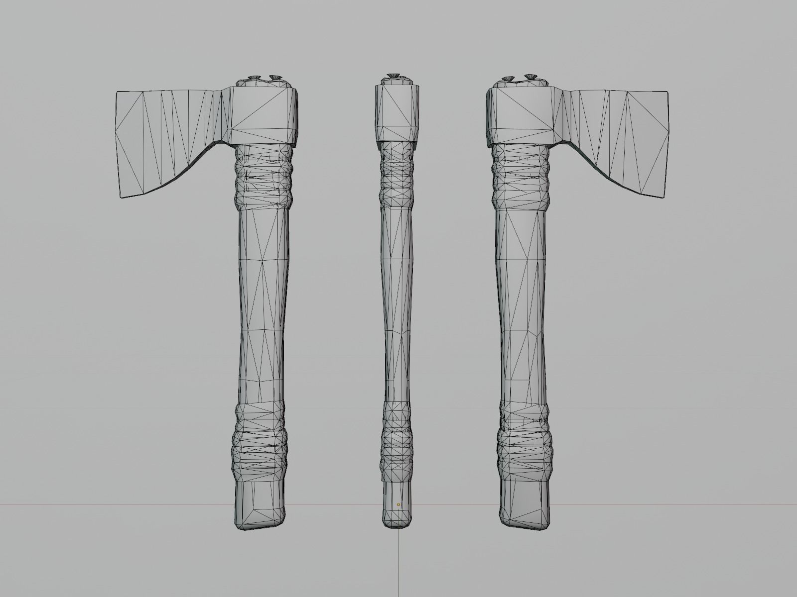 Old wooden axe Low-poly 3D model_5