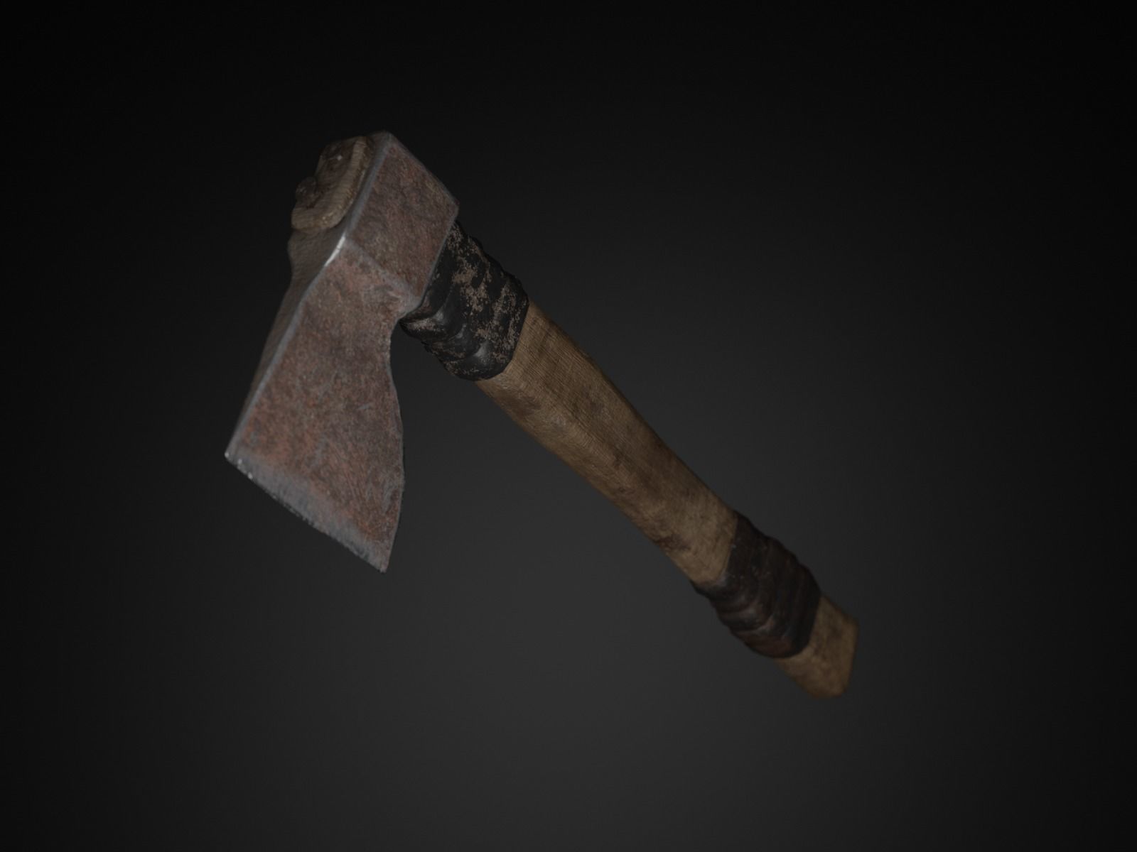 Old wooden axe Low-poly 3D model_2