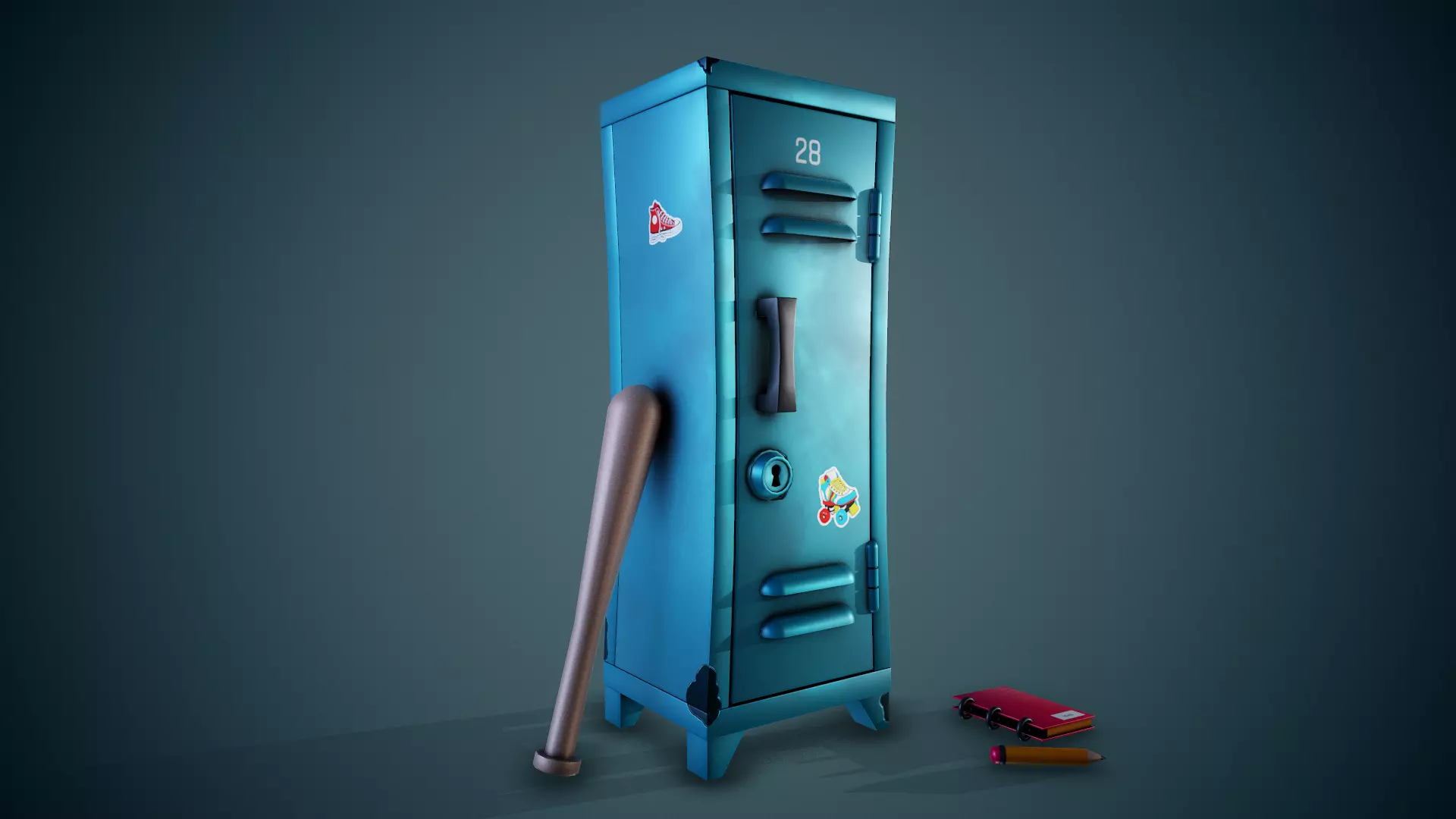 Stylized Locker - Tutorial Included Low-poly 3D model_0