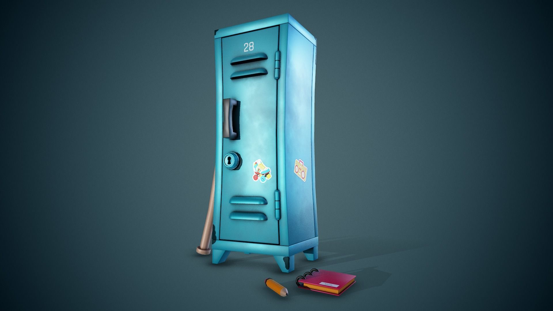 Stylized Locker - Tutorial Included Low-poly 3D model_10